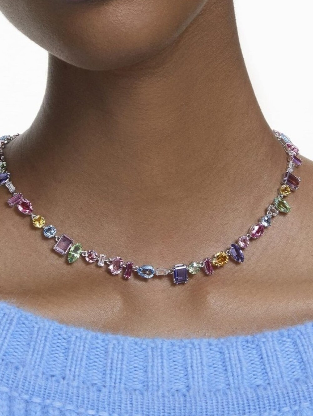 NWT Swarovski autentuc Gema necklace Mixed cuts, Multicolored, Rhodium plated
